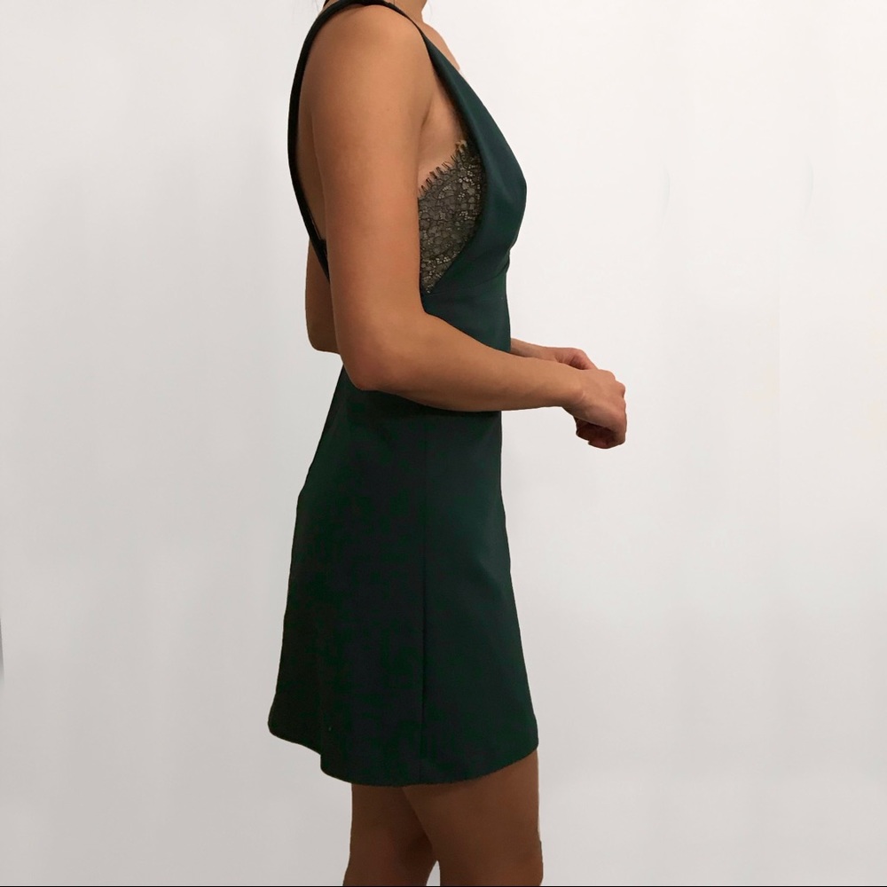 Zara Trafaluc Dark Green Lace Detail Dress